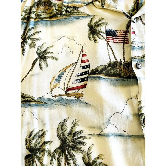 The Foundry Supply Co Hawaiian Shirt Aloha Style 3XLT Button Front Big Men Flags - Picture 5 of 6